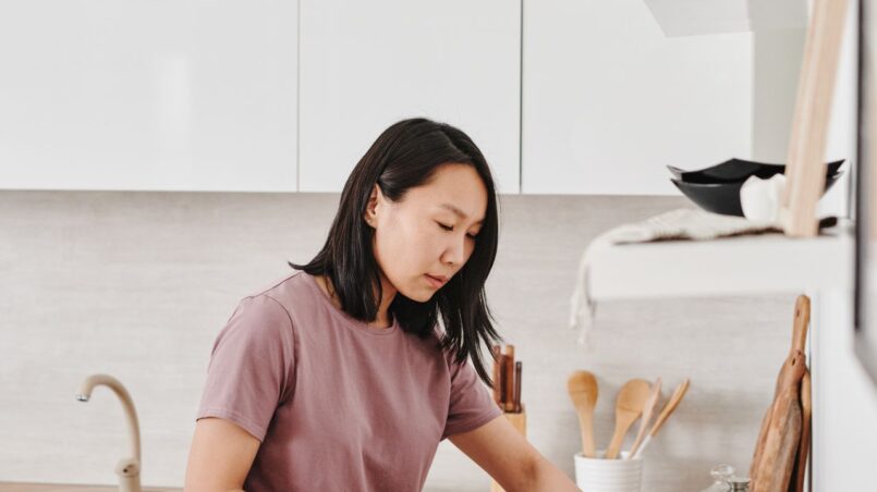 woman cooking in kitchen